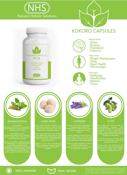 Kokoro capsules (Ashwagandha, Lions Mane, 5-HTP)