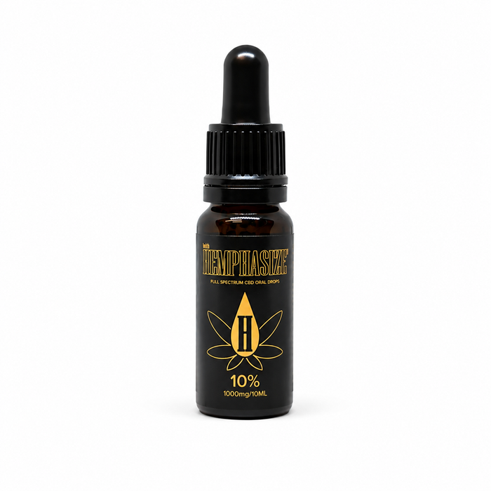 HEMPHASIZE 10% Full Spectrum CBD Oral Drops 1000mg 10ml bottle