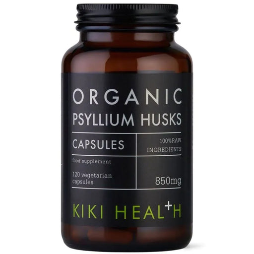 KIKI Health Organic Psyllium Husk Capsules 120 Vegicaps natural soluble fibre supplement