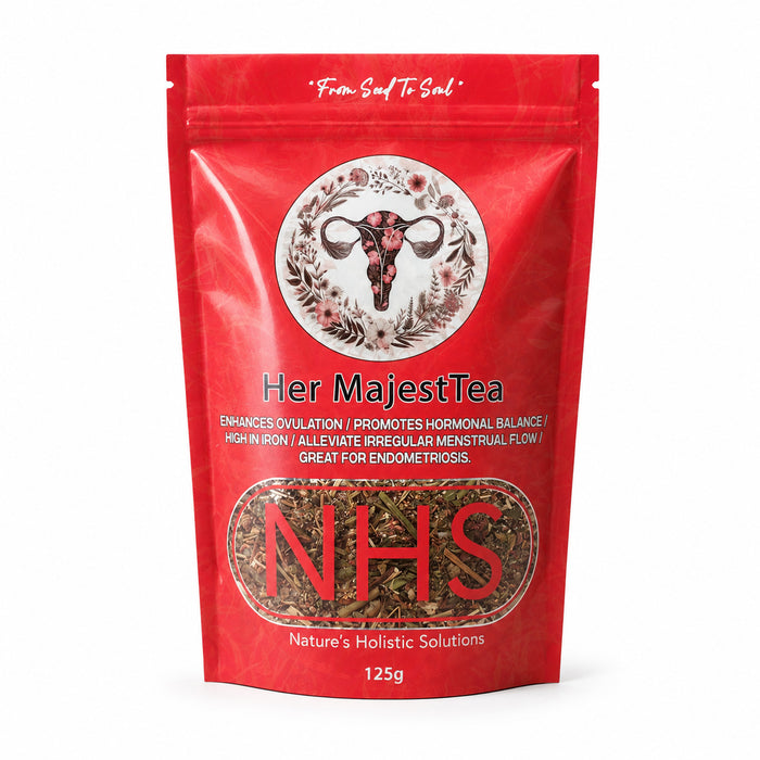 HermajestTea loose-leaf herbal blend for women's hormonal wellness