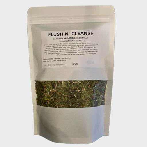 flush n cleanse herbal tea for detox kidney adrenal and lymphatic support with nettle plantain parsley