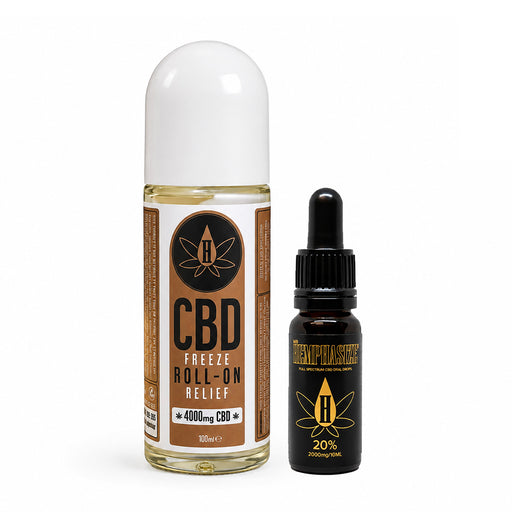 HEMPHASIZE CBD Oil and Freeze Roll-On bundle for daily wellness support
