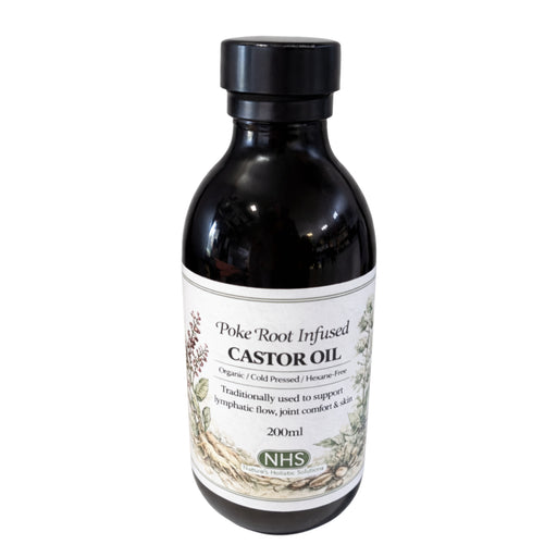 poke root infused castor oil for lymphatic drainage and inflammation support